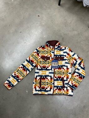 Panhandle Slim Multicolor Aztec Sherpa Jacket with Brown Trim